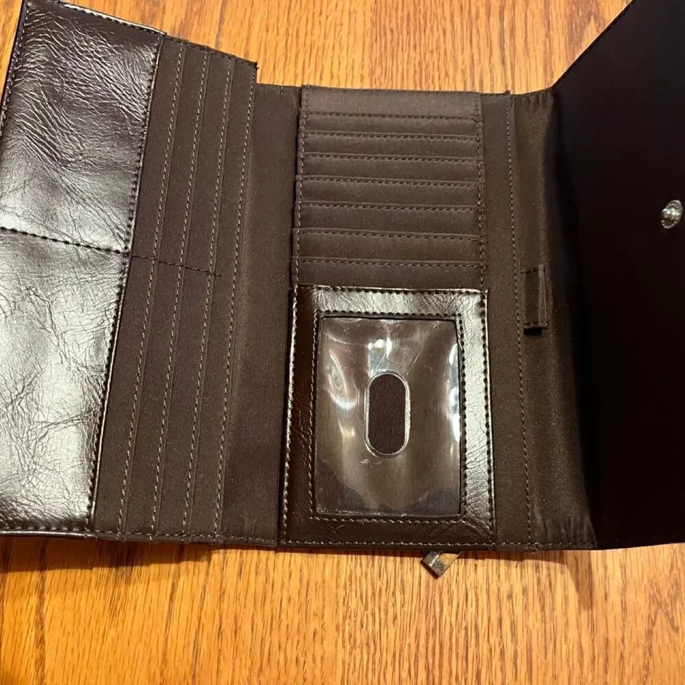 Women's Brown and Khaki Trifold Wallet/Credit Card/ID Holder